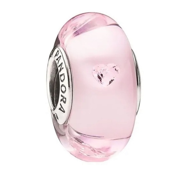Retired Pandora Pink Hearts Effervescence Murano Glass Bead Charm 2015 Valentine - Picture 1 of 9